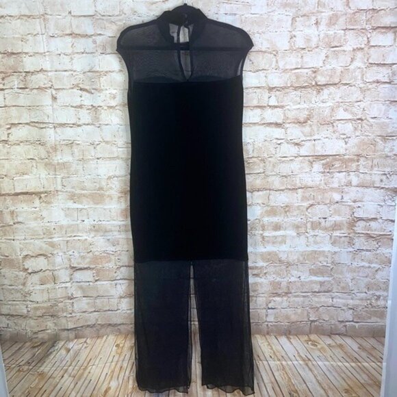 Vintage Kitty USA Black Velvet Sheer Maxi Dress Size Small - Picture 5 of 8